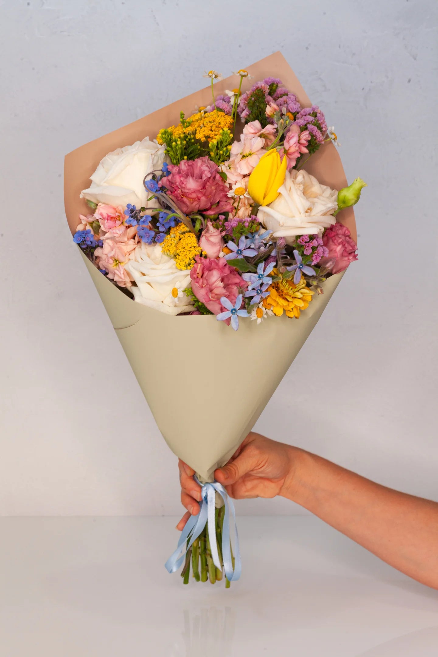 Wrapped flower bouquet
