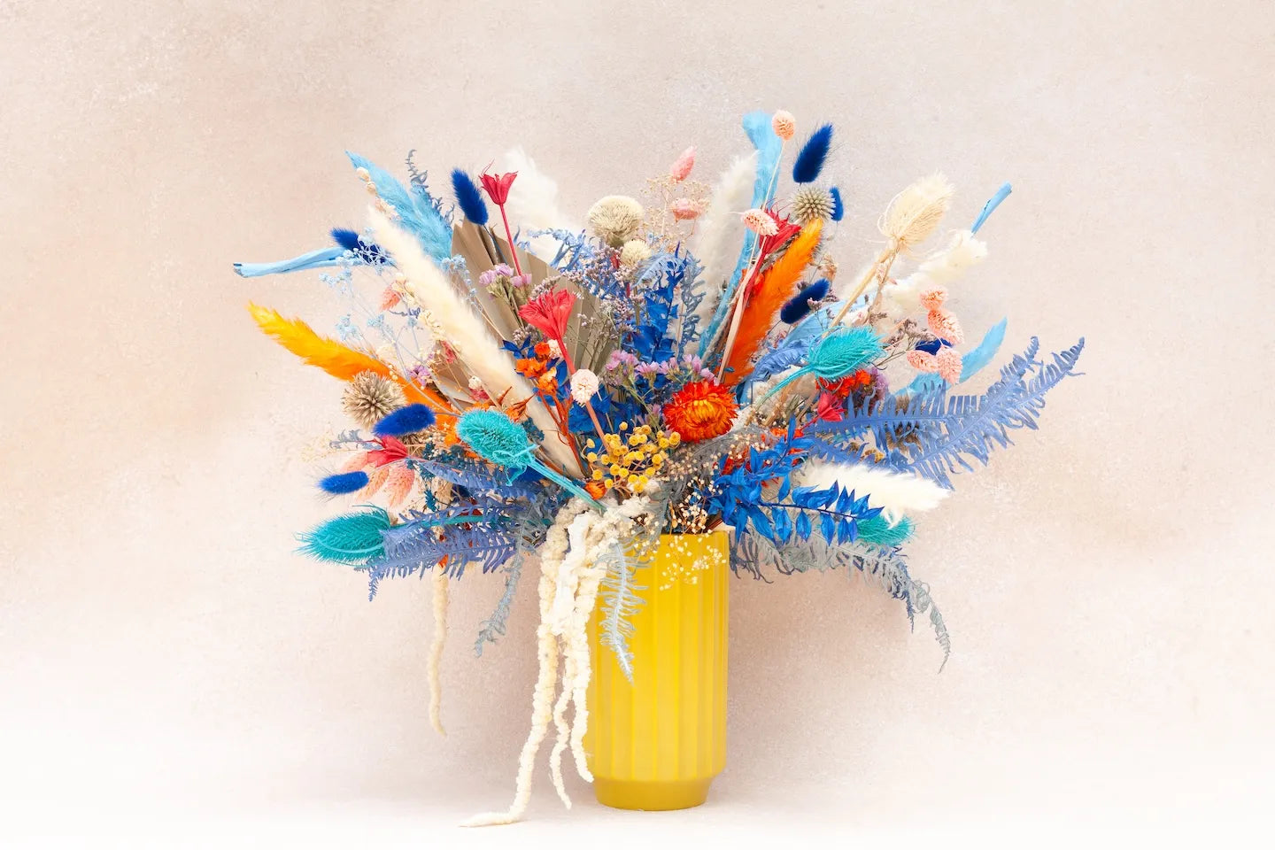Bleached and dried floral arrangement