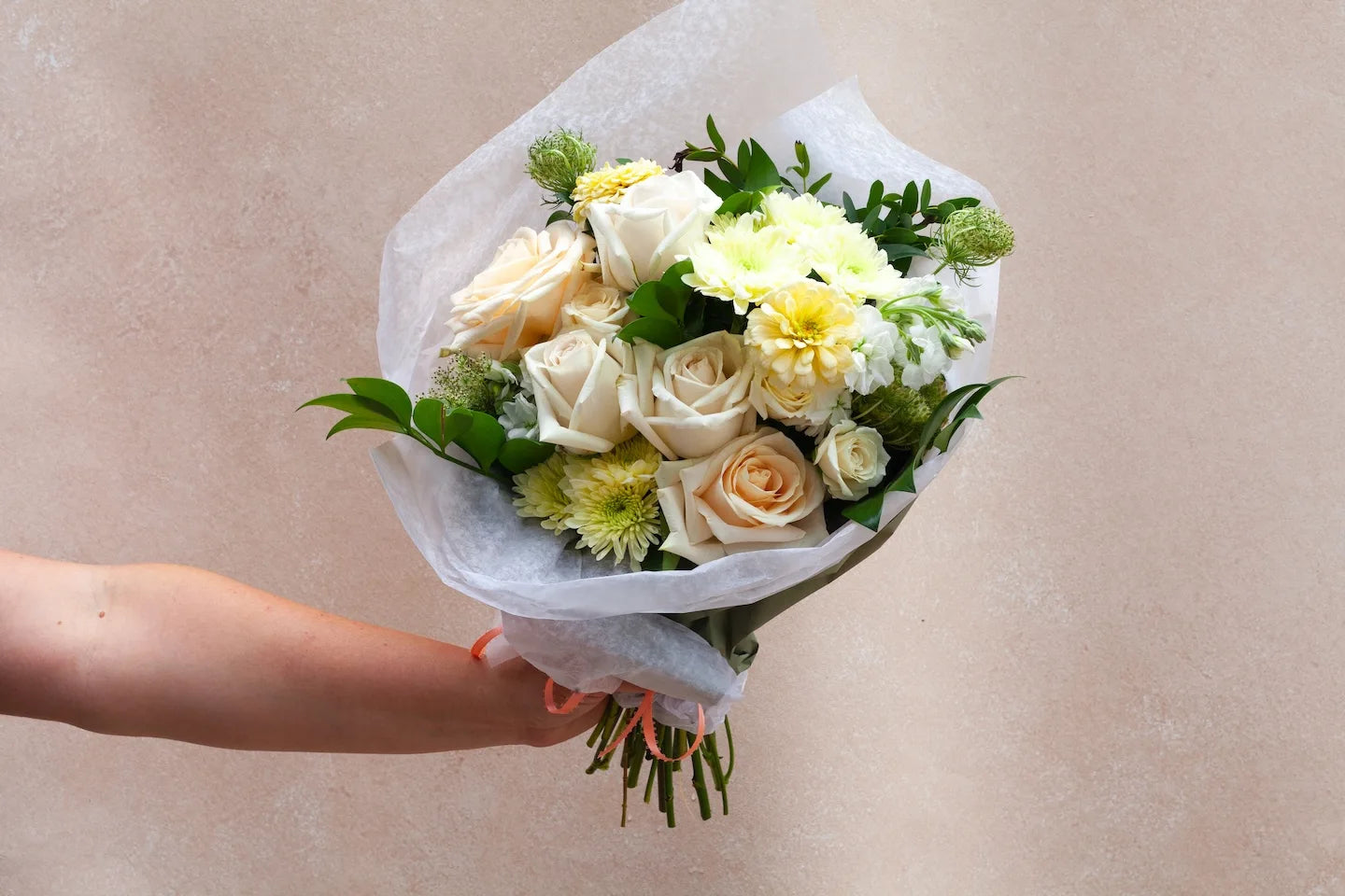Wrapped flower bouquet