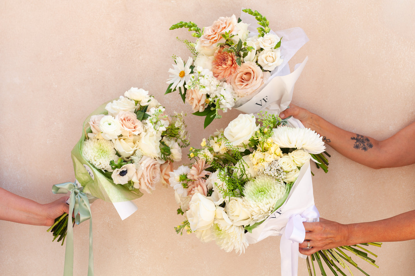 Wrapped flower bouquet