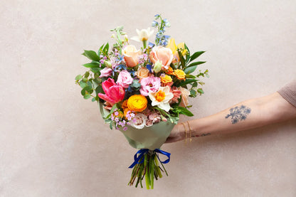 Wrapped flower bouquet