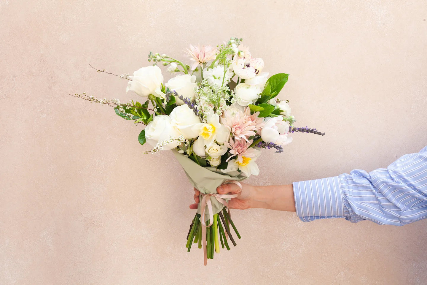 Wrapped flower bouquet