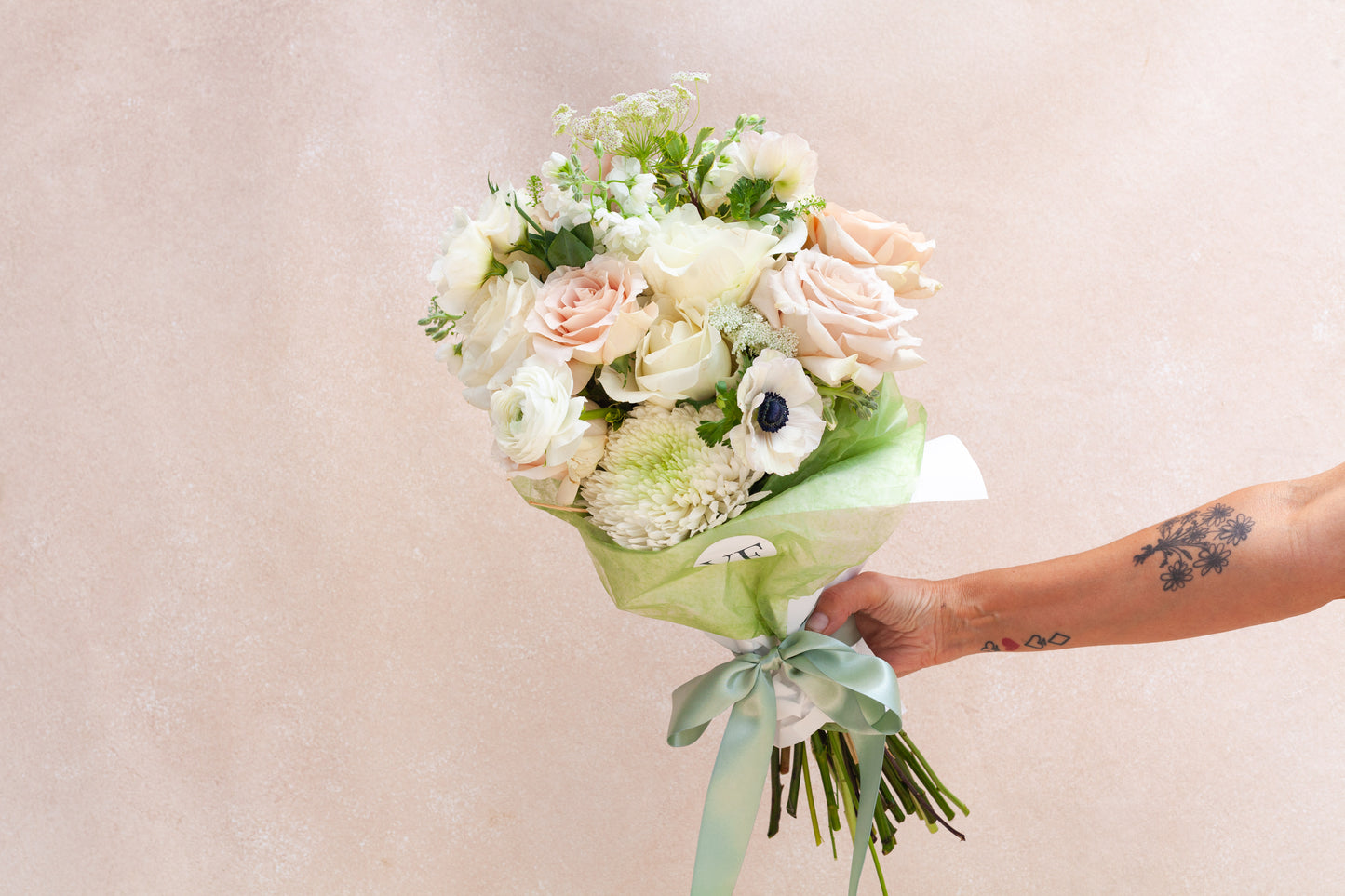 Wrapped flower bouquet