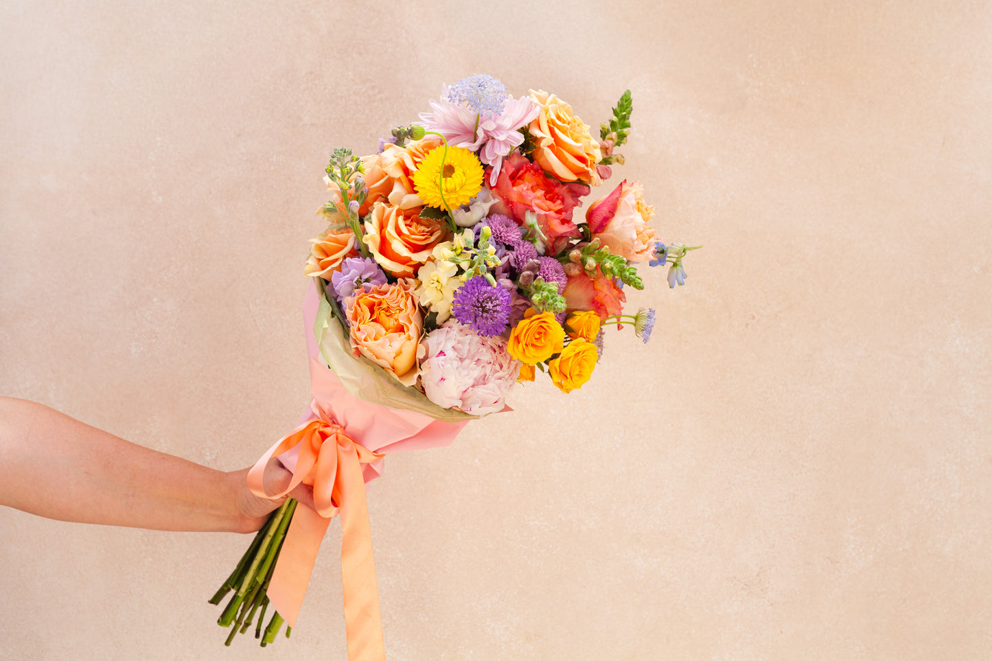 Wrapped flower bouquet