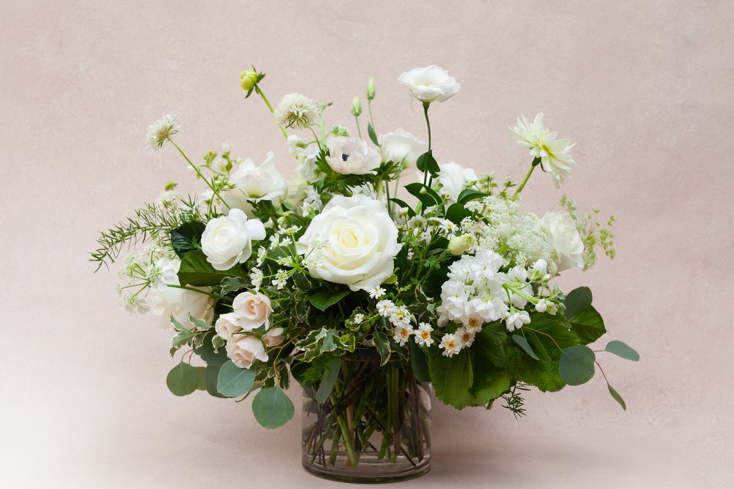 Lush garden-style flower arrangement