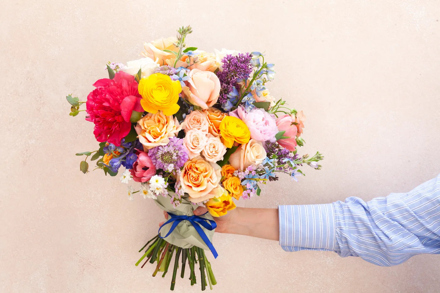 Wrapped flower bouquet