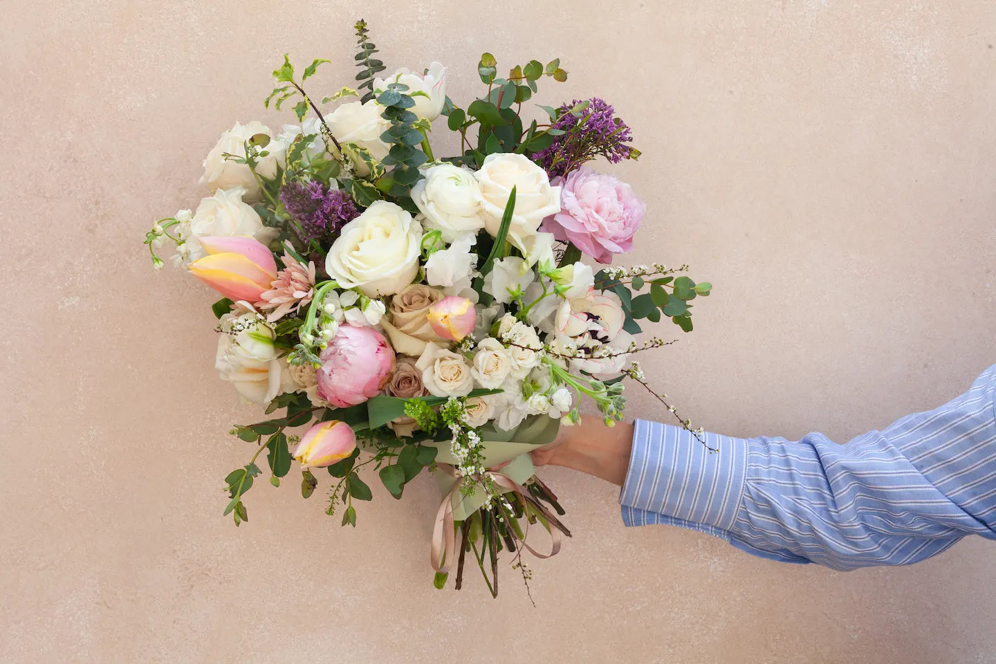 Wrapped flower bouquet