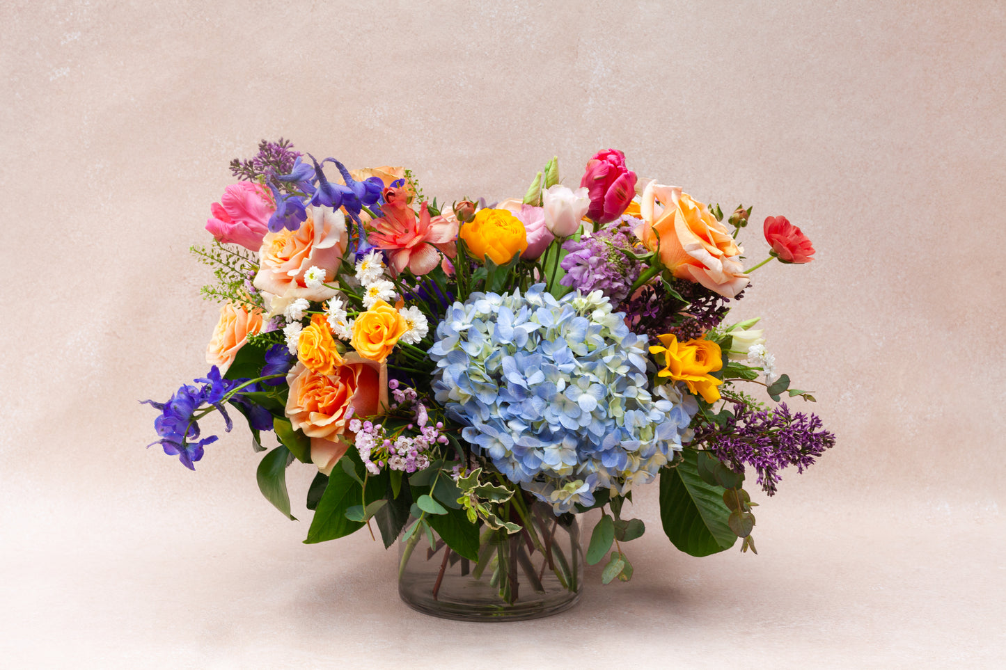Lush garden-style flower arrangement