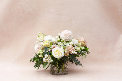 Lush garden-style flower arrangement