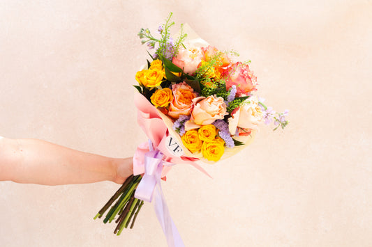 Wrapped flower bouquet