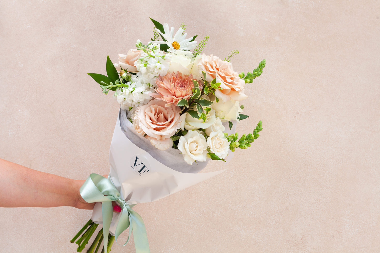 Wrapped flower bouquet