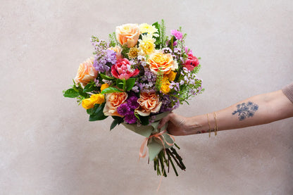 Wrapped flower bouquet