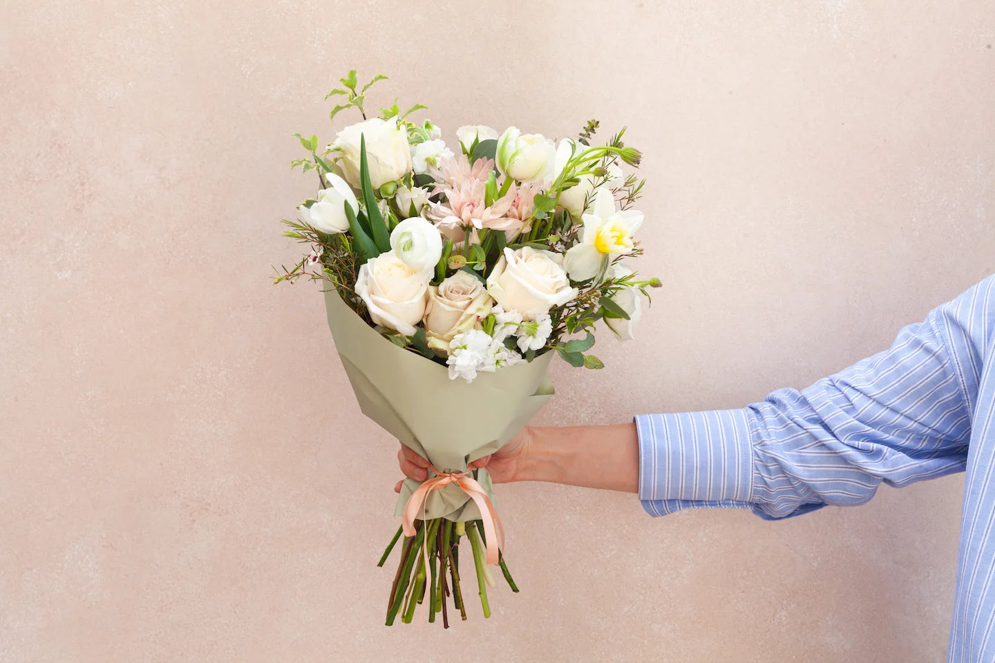 Wrapped flower bouquet