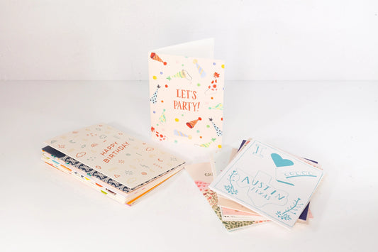 Various cards, an available add-on for custom bouquet orders from Verbena Floral Design.