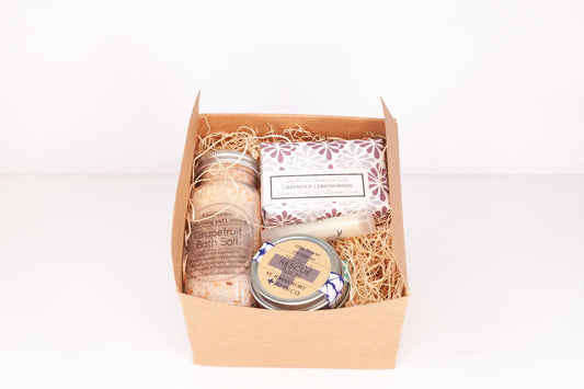 Little flower spa gift set, an available add-on for custom bouquet orders from Verbena Floral Design.
