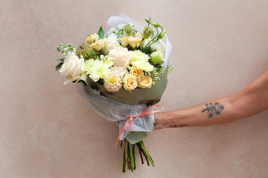 Wrapped flower bouquet