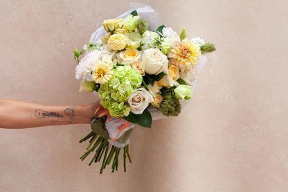 Wrapped flower bouquet