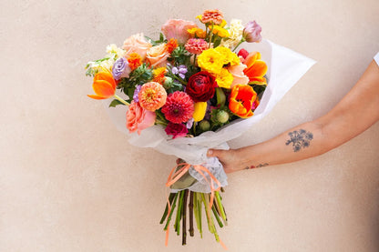 Wrapped flower bouquet