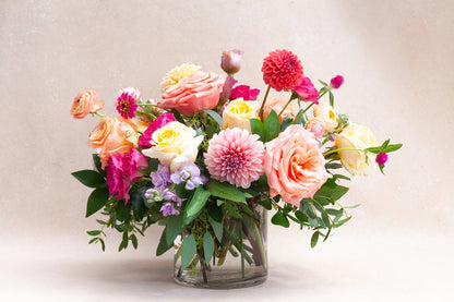 Lush garden-style flower arrangement