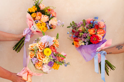 Wrapped flower bouquet